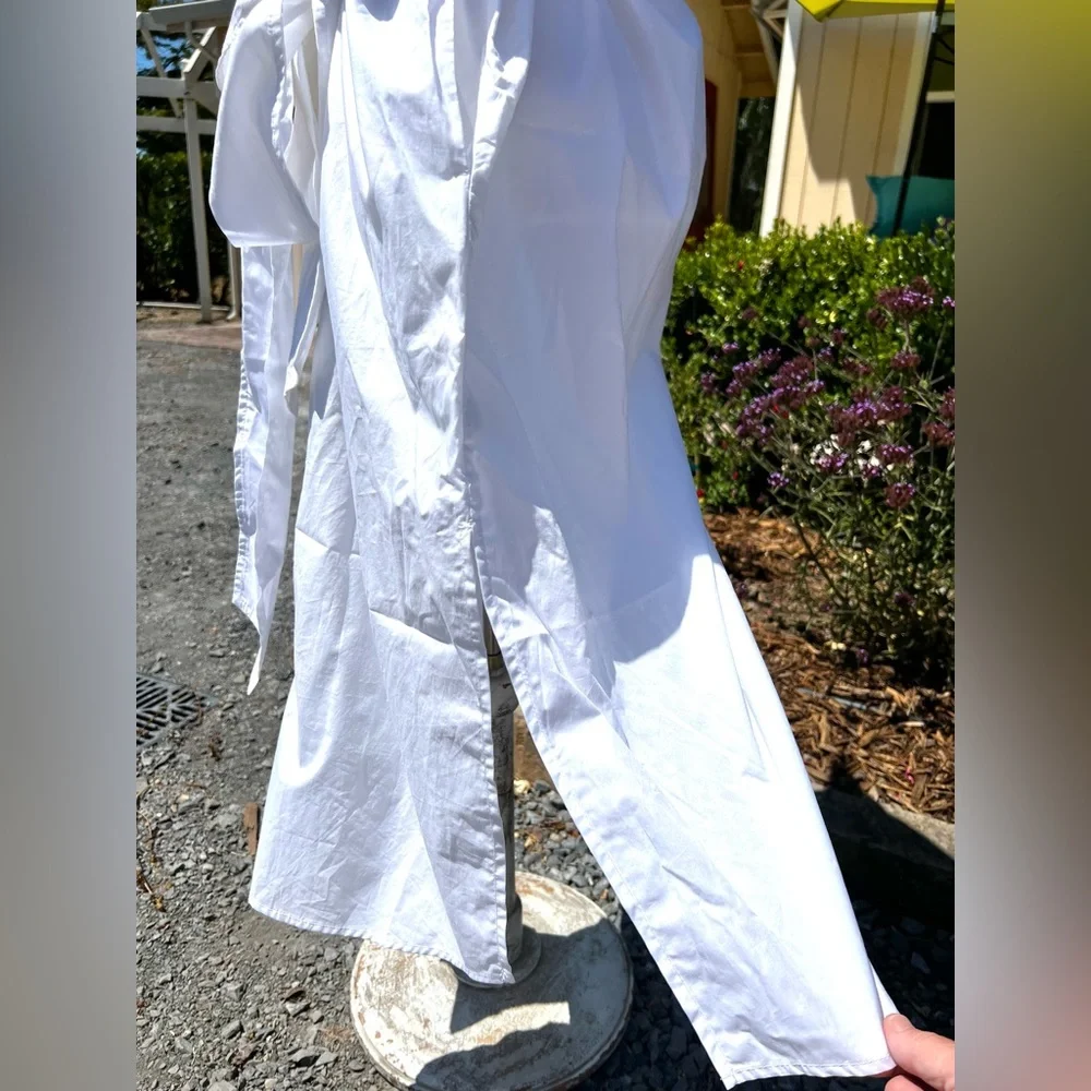 🛍️ JCREW NEW! Classic White RelaxedFit shortsleeve shirtdress wTie Belt/Pockets - Picture 6 of 10